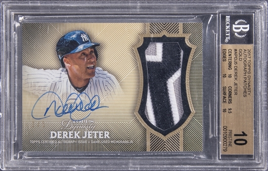 2017 Topps Dynasty "Autograph Patches" Gold #APDJ5 Derek Jeter Signed Patch Card (#1/5) - BGS PRISTINE 10/BGS 10